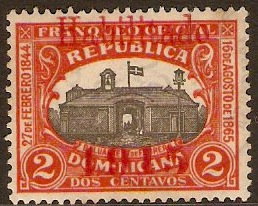 Dominican Republic 1915 2c Black and scarlet. SG205.