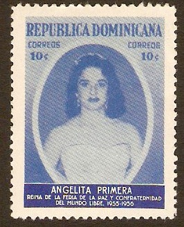Dominican Republic 1955 10c blue and ultramarine. SG655.