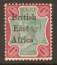 British East Africa 1895 1r Green and analine carmine. SG60.