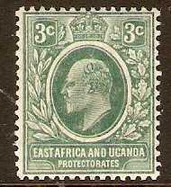 East Africa and Uganda 1907 3c Green. SG35.
