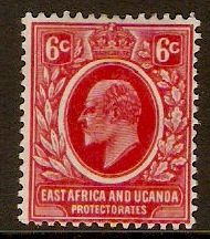 East Africa and Uganda 1907 6c Red. SG36.
