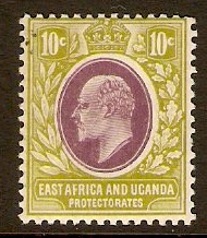 East Africa and Uganda 1907 10c Lilac and pale olive. SG37.