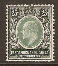 East Africa and Uganda 1907 25c Grey-green and black. SG40.