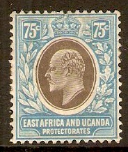 East Africa and Uganda 1907 75c Grey and pale blue. SG42.