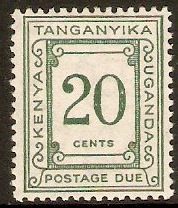 KUT 1935 20c Green - Postage Due Stamp. SGD9.