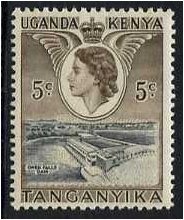 Kenya Uganda and Tanganyika 1954 5c. Black and Deep Brown. SG167