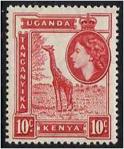 Kenya Uganda and Tanganyika 1954 10c Carmine-red. SG168.