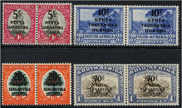 Kenya Uganda and Tanganyika 1941 South Africa Overprint Set. SG1