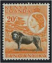 Kenya Uganda and Tanganyika 1954 20c Black and orange. SG170.
