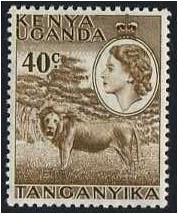 Kenya Uganda and Tanganyika 1954 40c. Bistre-Brown. SG172.