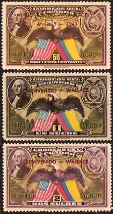 Ecuador 1943 US Vice President Celebration. SG671-SG673.