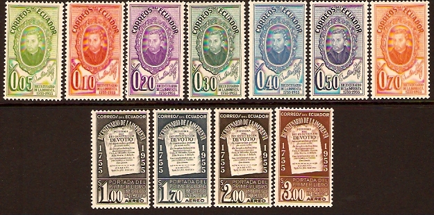 Ecuador 1956 Printing Bicentenary Set. SG1066-SG1076.