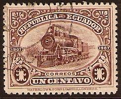 Ecuador 1908 1c Brown. SG331.