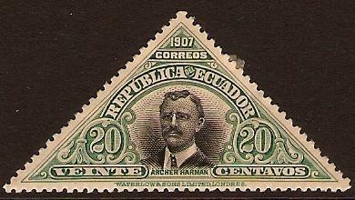 1908 20c Black and Green - Ecuador SG335