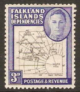Falkland Islands Dependencies 1946 3d Black and blue. SGG4.