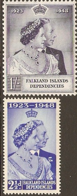 Falkland Islands Depend. 1948 Silver Wedding Set. SGG19-SGG20.