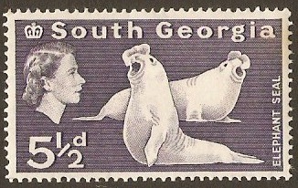 South Georgia 1963 5d Deep violet. SG7.