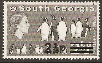 South Georgia 1971 2p on 2d Black. SG22.