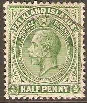 Falkland Islands 1912 d Yellow-green. SG60.