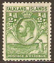 Falkland Islands 1929 d Green. SG116.