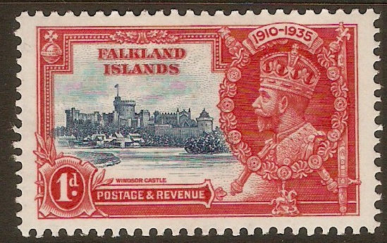Falkland Islands 1935 1d Silver Jubilee Stamp. SG139.