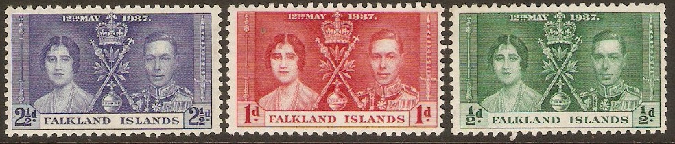 Falkland Islands 1937 Coronation Set. SG143-SG145.