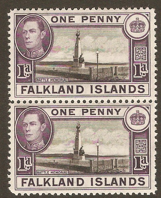Falkland Islands 1938 1d Black and violet. SG148.