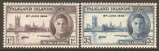 Falkland Islands 1946 Victory set. SG164-SG165.