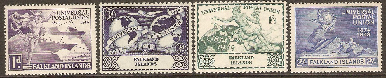 Falkland Islands 1949 UPU 75th Anniversary Set. SG168-SG171.