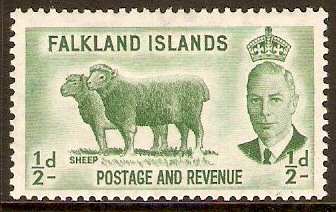 Falkland Islands 1952 d Green. SG172.