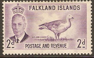 Falkland Islands 1952 2d Violet. SG174.
