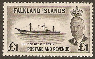 Falkland Islands 1952 1 Black. SG185.