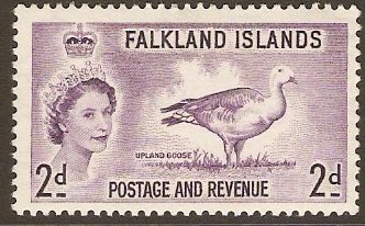 Falkland Islands 1955 2d Violet. SG189.