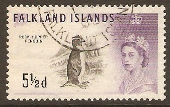 Falkland Islands 1960 5d Black and violet. SG199.