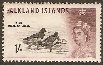 Falkland Islands 1960 1s Black and purple. SG202.