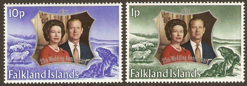 Falkland Islands 1972 Silver Wedding Set. SG289-SG290.