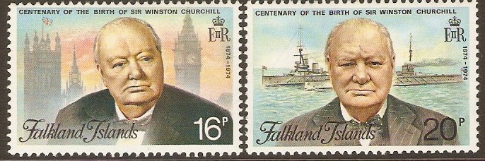 Falkland Islands 1974 Churchill Commemoration Set. SG304-SG305.