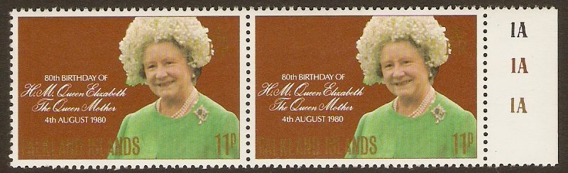 Falkland Islands 1980 11p Queen Mother Stamp. SG383.