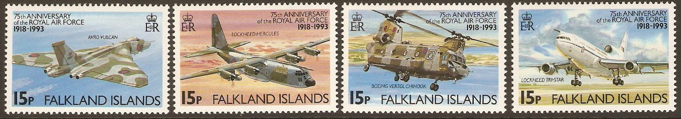 Falkland Islands 1993 RAF Anniversary Set. SG676-SG679.
