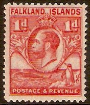 Falkland Islands 1929 1d Scarlet. SG117.