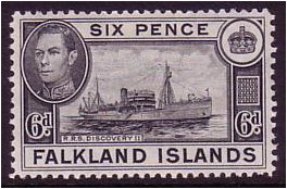Falkland Islands 1938 6d Black. SG156.