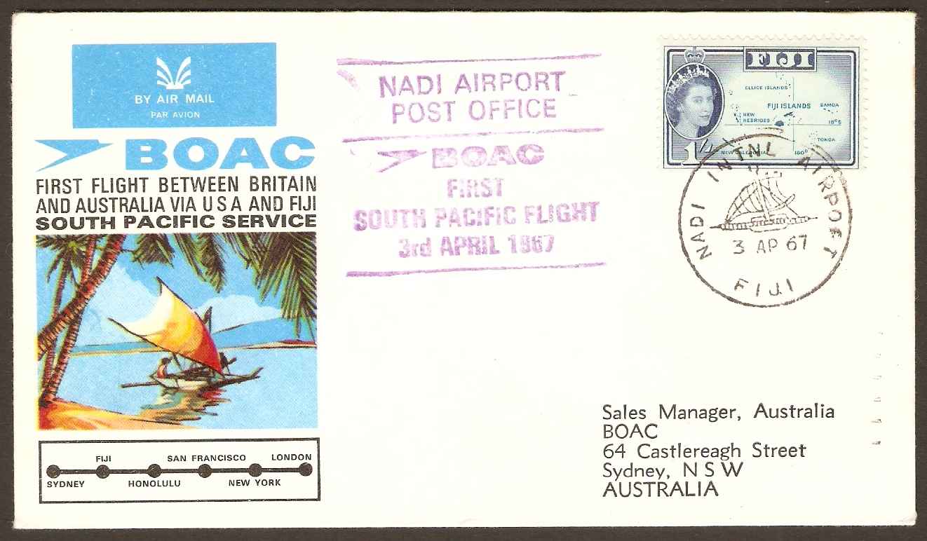 Fiji 1959 1s Stamp on FFC. SG306.