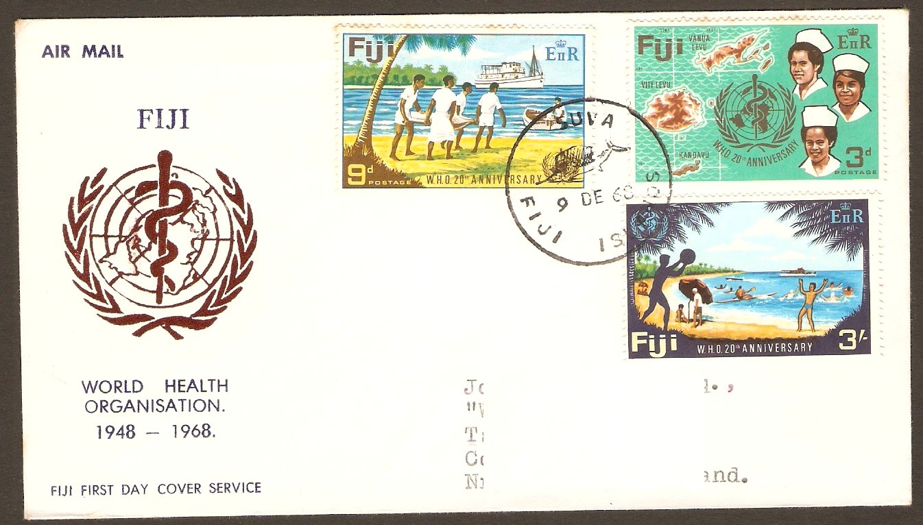 Fiji 1968 WHO Anniversary Set on FDC. SG388-SG390.
