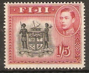 Fiji 1938 1s.5d Black and carmine. SG263.