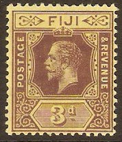 Fiji 1912 3d Purple on yellow. SG130.