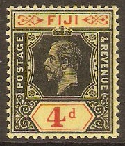 Fiji 1912 4d Black and red on pale yellow. SG131c.