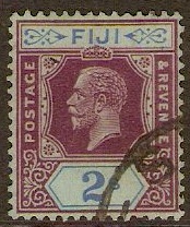 Fiji 1922 2s Purple and blue on blue. SG239.