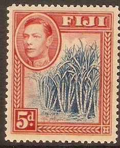 Fiji 1938 5d. Blue and scarlet. SG258.
