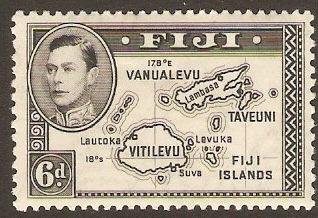 Fiji 1938 6d. Black. SG260.