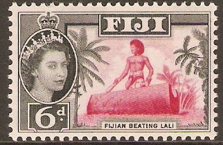 Fiji 1959 6d Carmine and black. SG303.